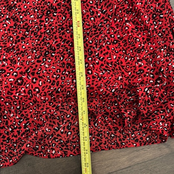 Only Red and Black Wrap Sundress with Sheer Bishop Sleeves - Picture 10 of 10